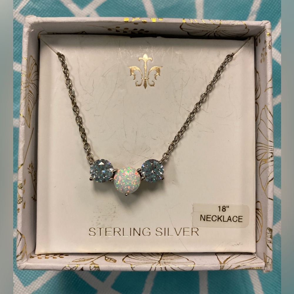 NWT Cote d’Argent sterling silver opalescent necklace.